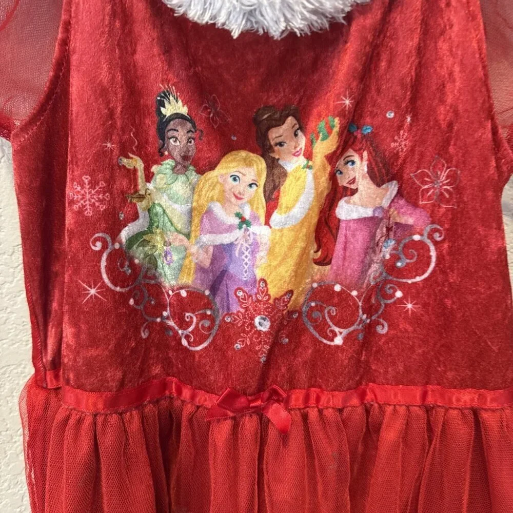 Disney Princess Girl's Satinet and Tulle Christmas Holiday Nightgown Gown Size 8